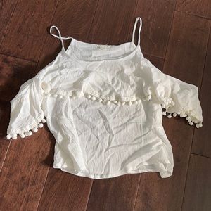 white cold shoulder top
